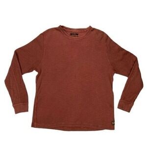 Lucky Brand Waffle Knit Thermal Long Sleeve Shirt Mens XL Rust Orange Pullover